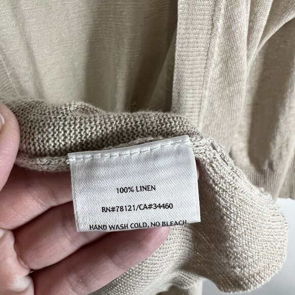 Eileen Fisher Sweater Womens XL Cream Cardigan Linen Blend Minimalist Beachy - Picture 6 of 9